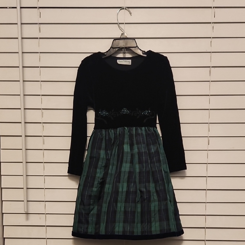 Black and Green Plaid Formal Dress